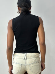 midsummer edit | small black sleeveless turtleneck with oversized sequin detail