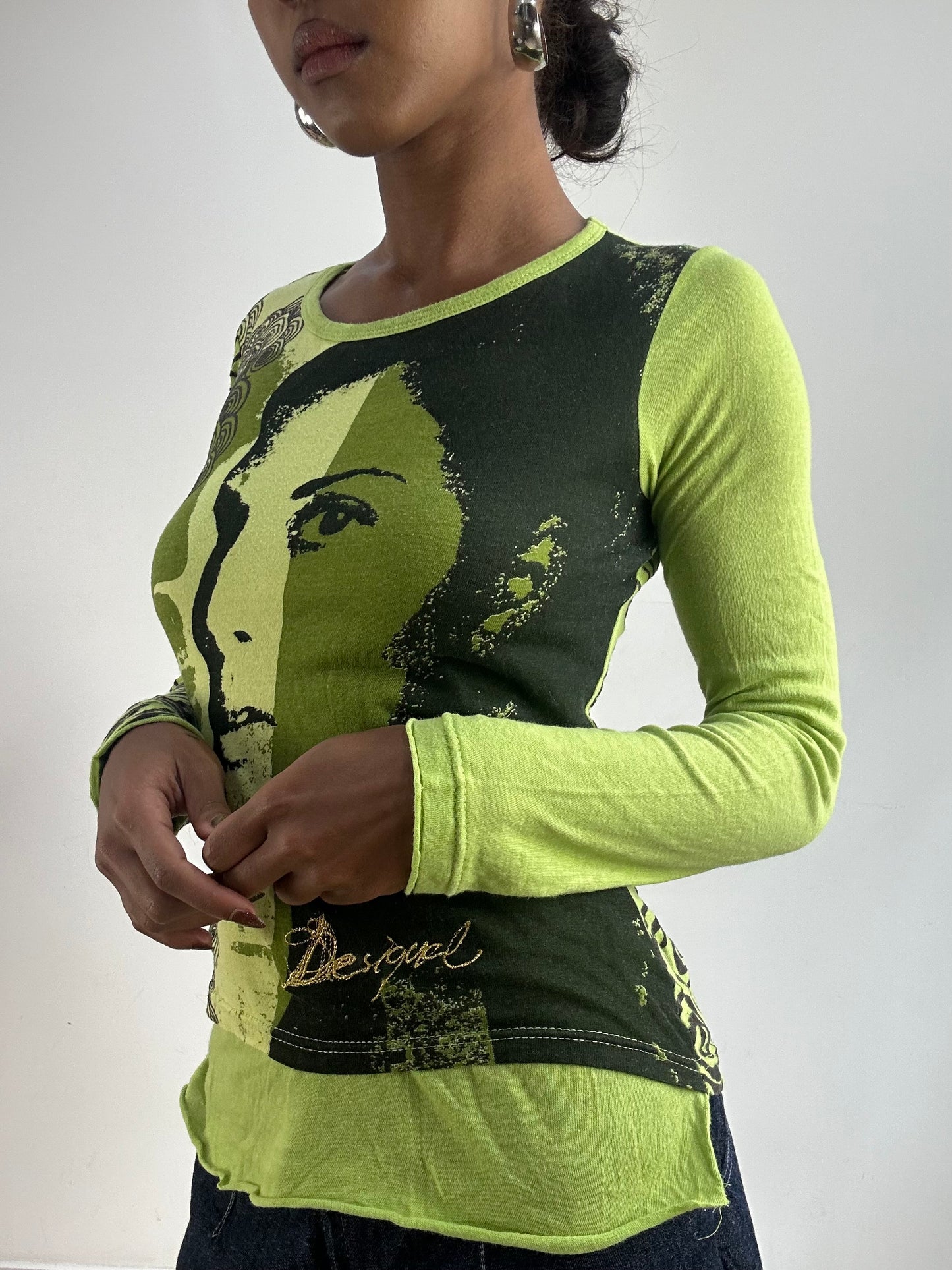 LFW edit | medium green desigual long sleeve top