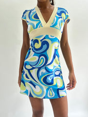 💚zara larsson Drop | kleines blaues Swirl-Muster-Minikleid