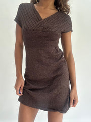wedding guest drop | taille: S · couleur: marron · article: robe · détails: paillettes + longueur mini