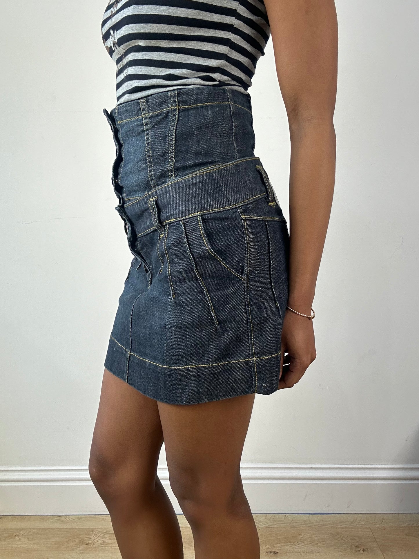 vintage edit eighteen | denim blue bandeau and mini skirt set