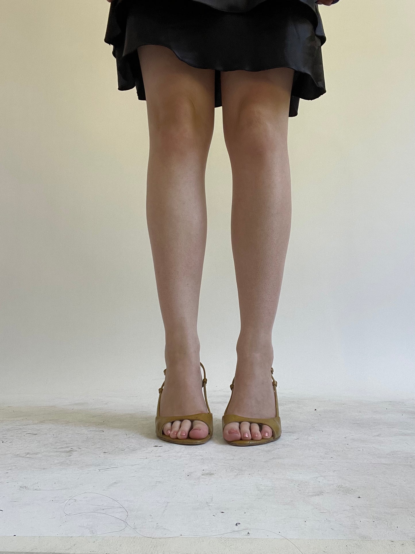 Y2K| yellow snake skin print heels