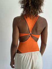 ‼️ | S码 橙色 cut out back bodysuit 背心