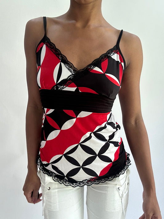 olivia rodrigo drop | small/medium black patterned cami top