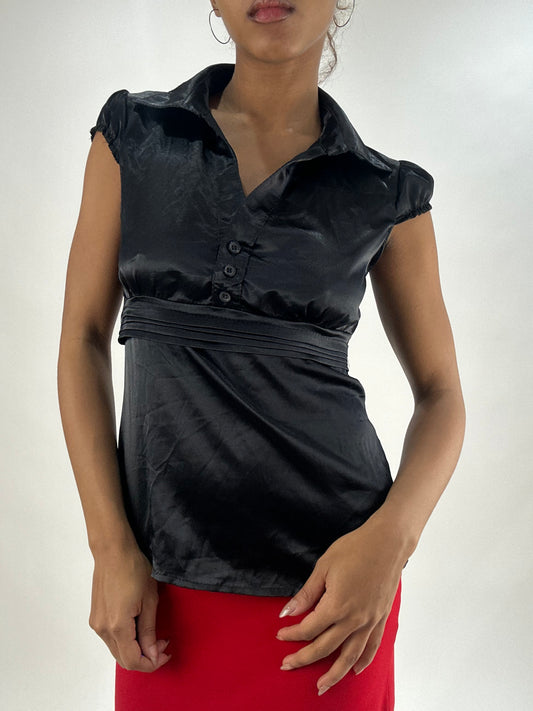 vintage edit thirty-five | small black short sleeve top with tie up detail