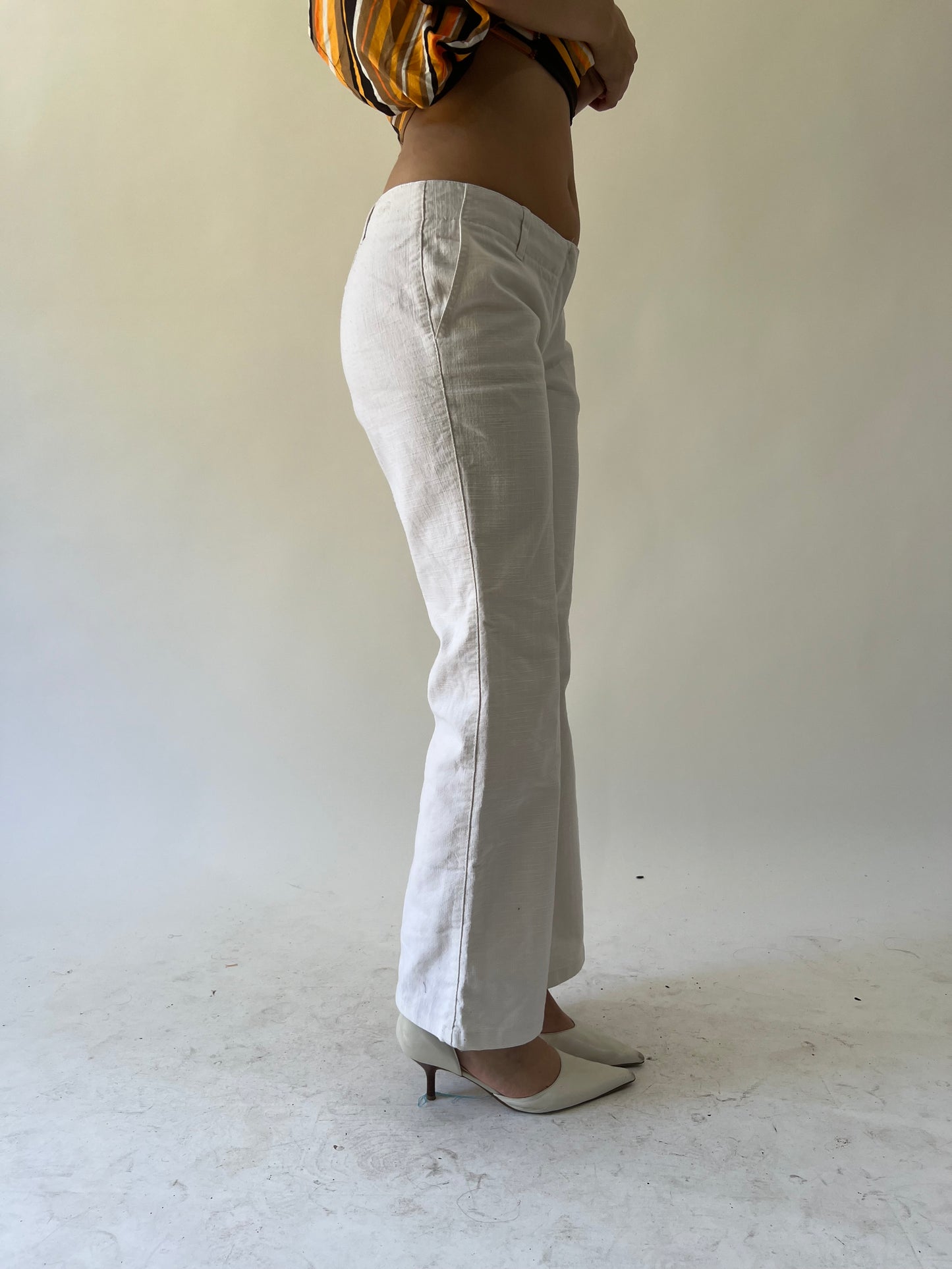 back to school drop | small white straight legged trousers