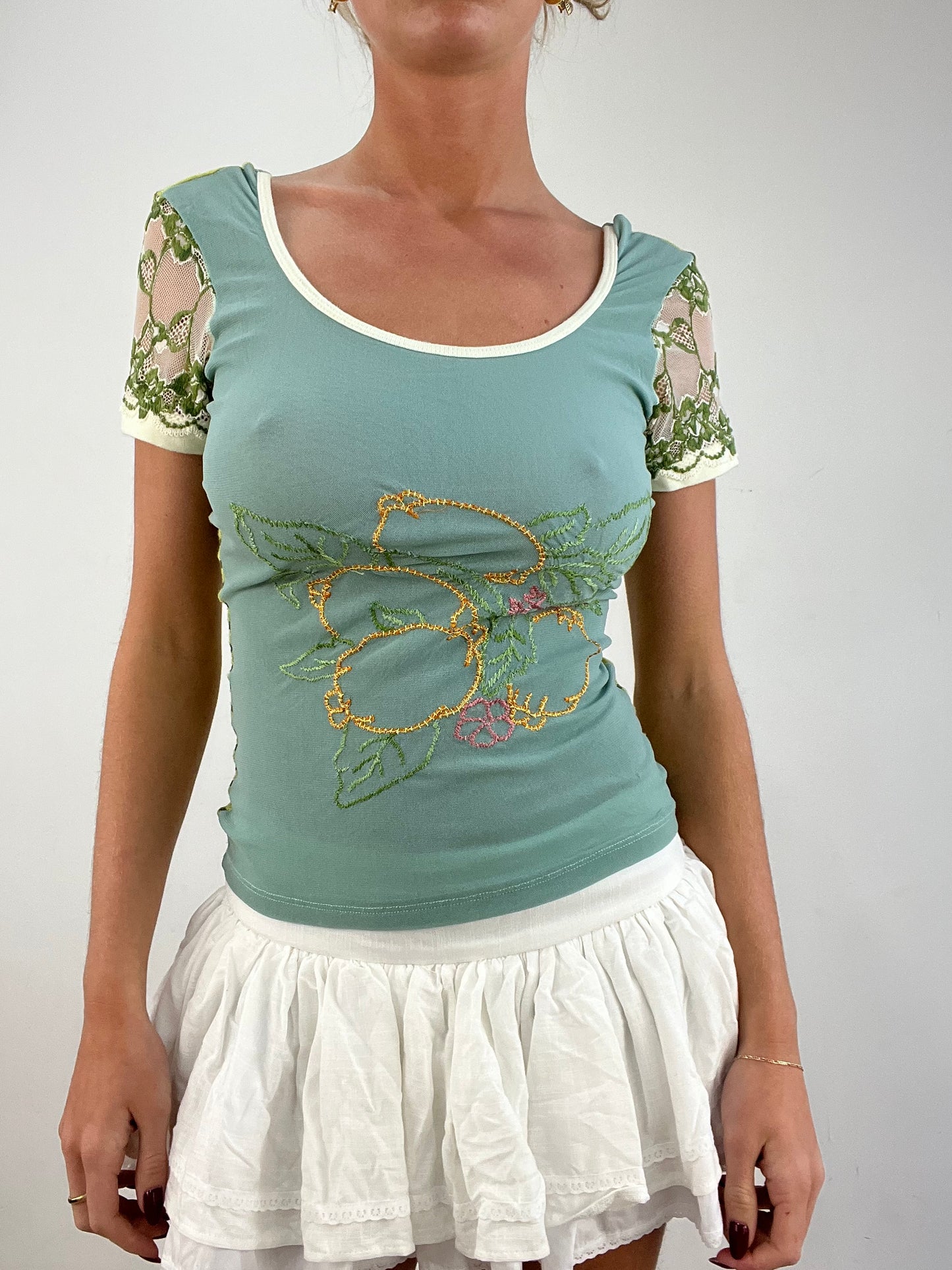vintage edit fourteen | large green save the queen striped t-shirt