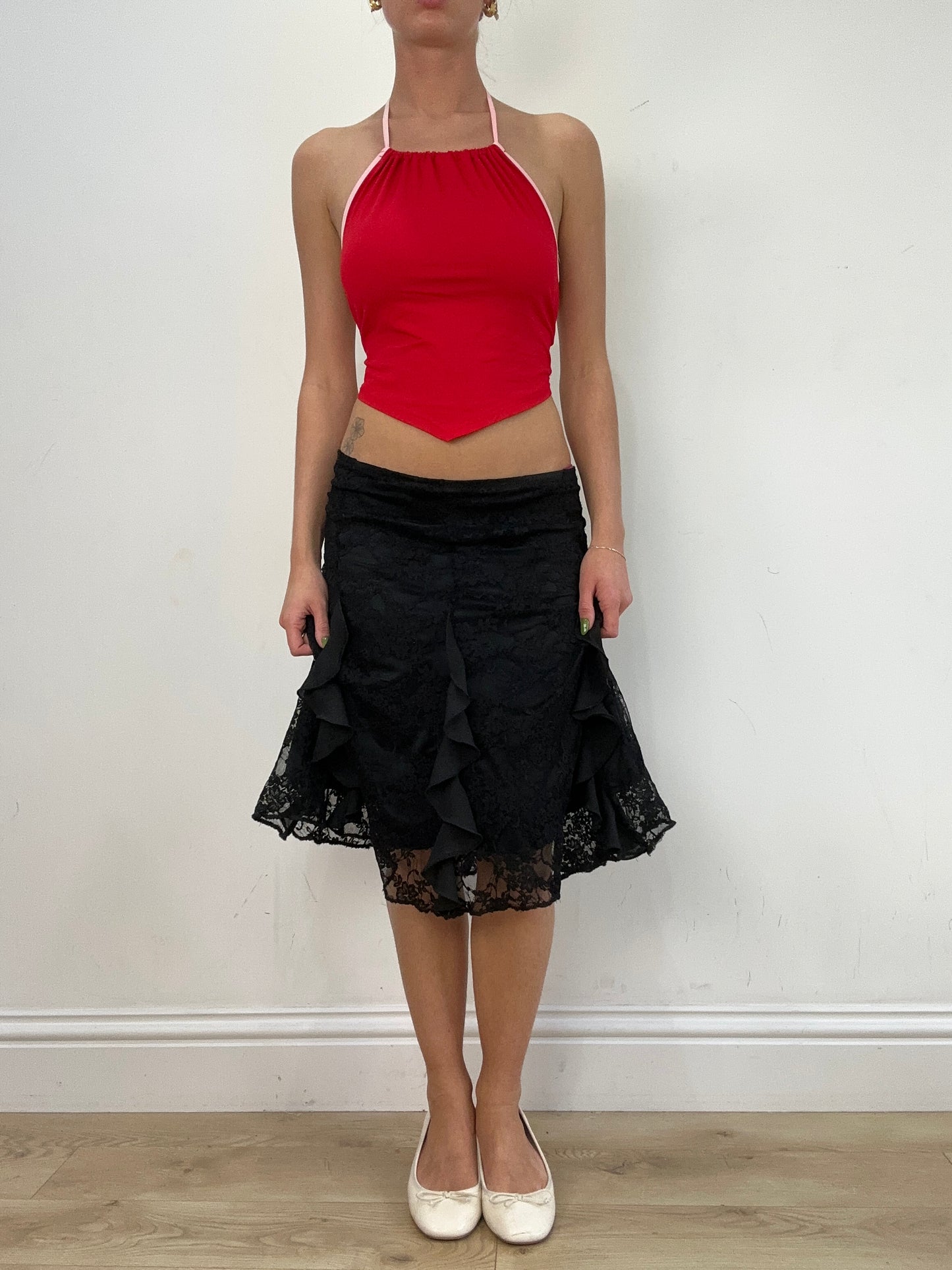 vintage edit seventeen | small red and pink halterneck top
