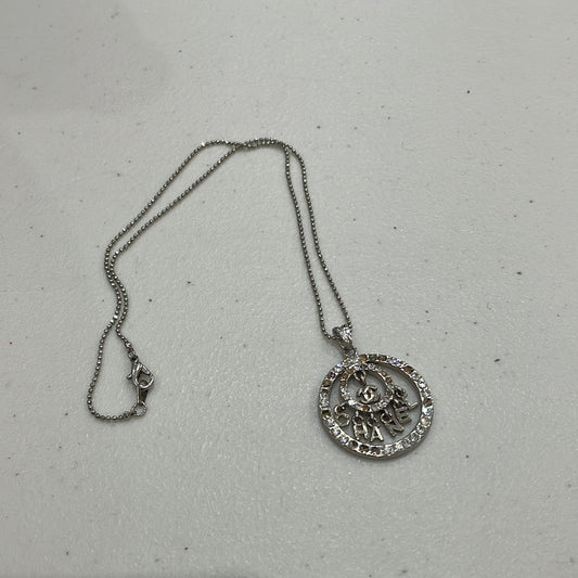 AMELIA GRAY DROP | silver chanel style diamanté necklace