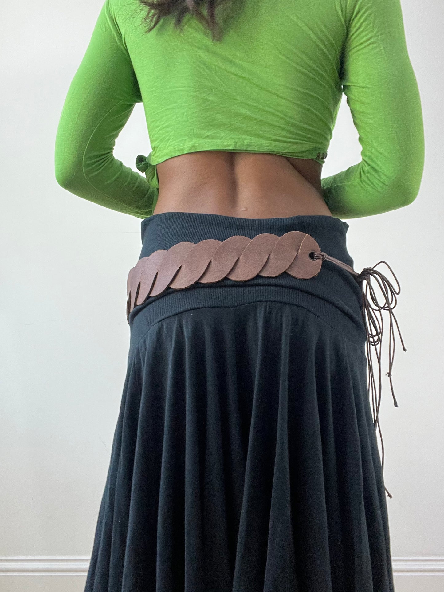 BEST PICKS | brown leather braided belt with tie up sides