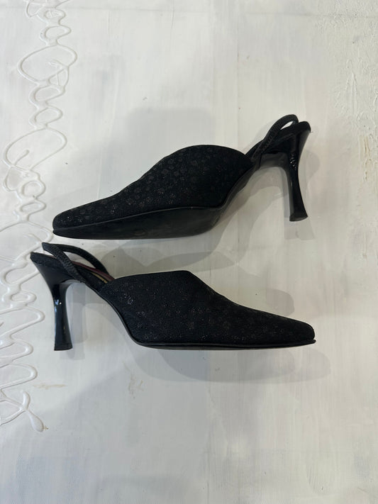 romantic grunge edit | ⭐️UK3 black heeled glittery mules