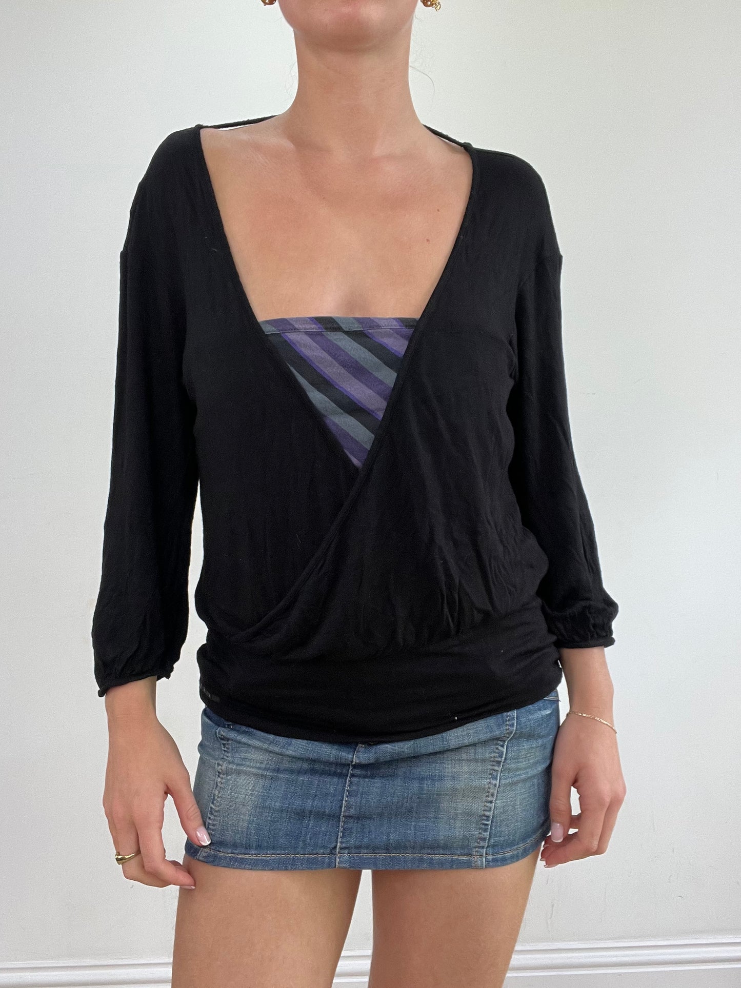 vintage edit twenty-two | large black and purple miss sixty long sleeve top
