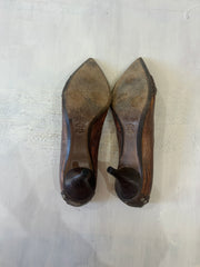 SATC drop | couleur: marron · article: chaussures à talons · détails: serpent + effet + motif + UK 6