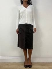 BEST PICKS | medium brown custo barcelona pinstripe midi skirt