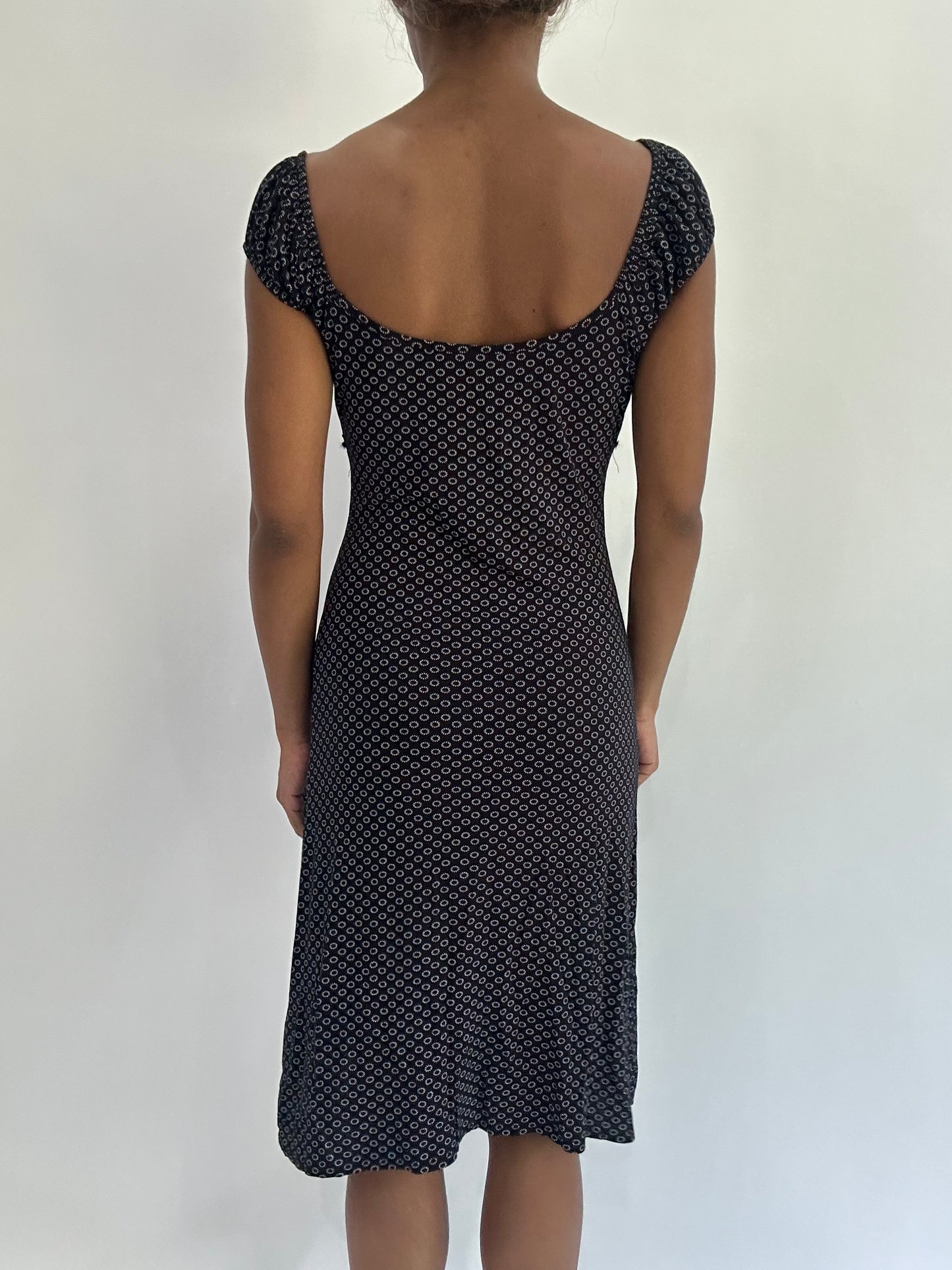 french summer drop | small/medium black floral midi dress