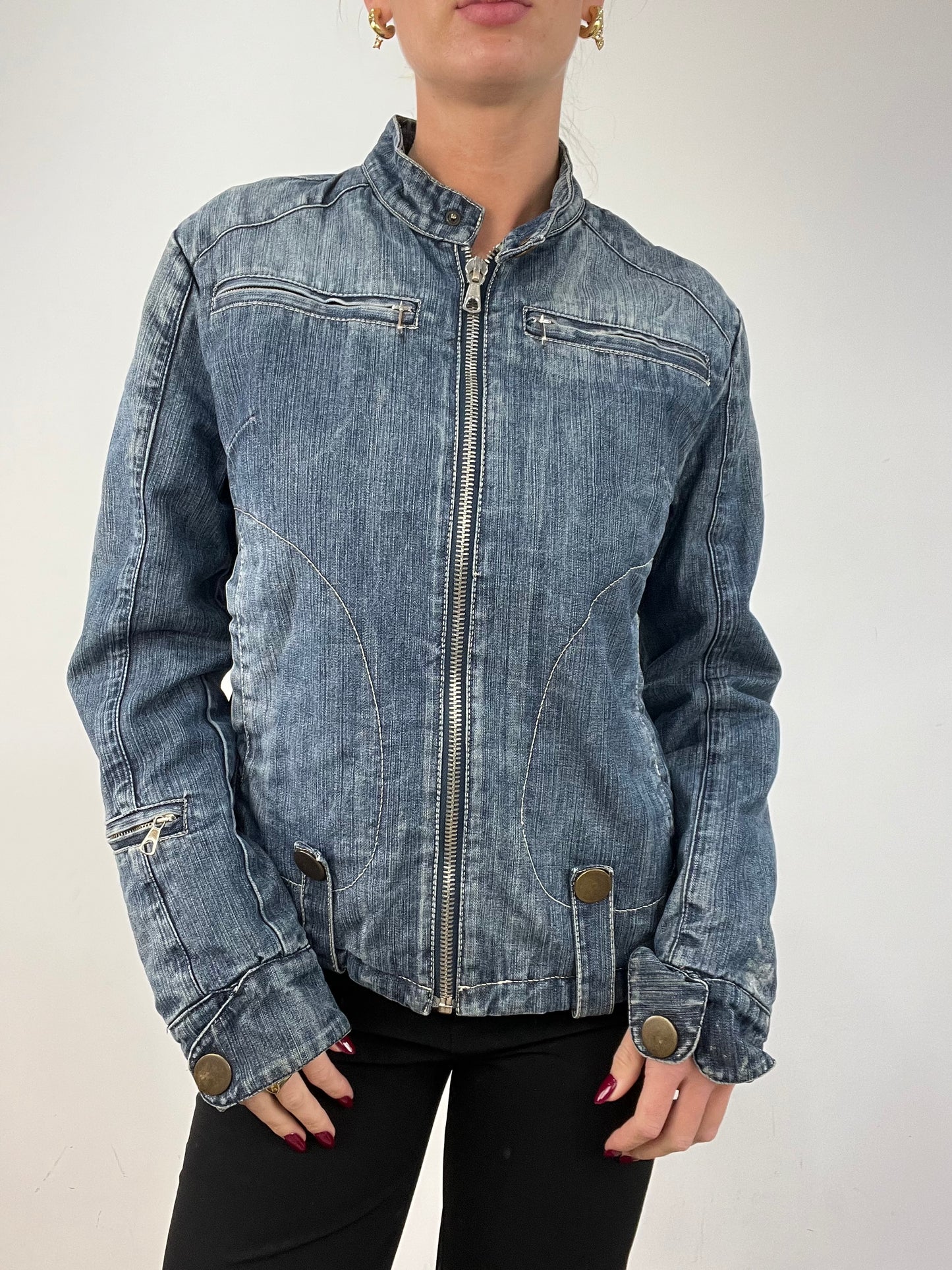 vintage edit twelve | large mid wash denim zip up jacket