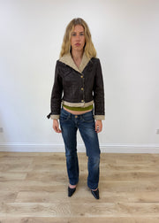 small brown faux leather jacket