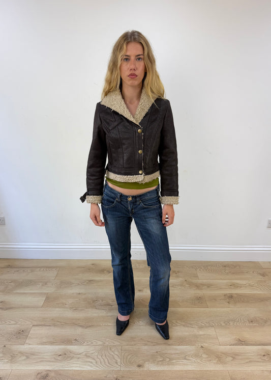 small brown faux leather jacket
