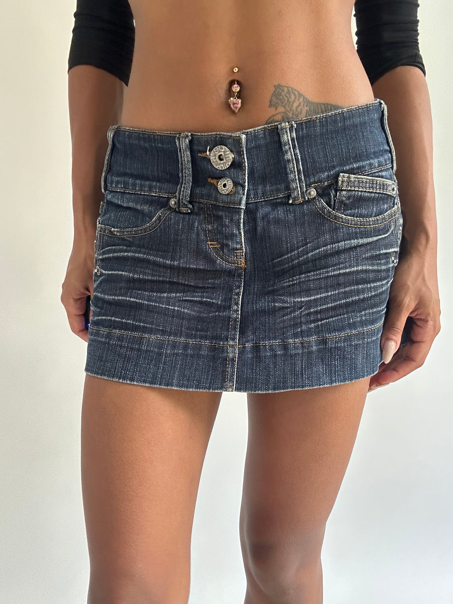 euro trash | small blue old label bershka mini skirt
