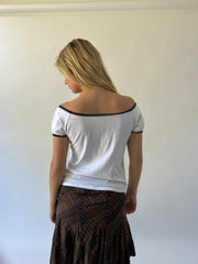 back to school drop | small white top with back frill lining