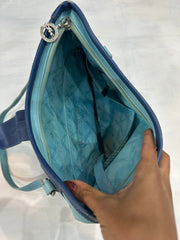 vintage edit thirty-four | blue faux leather shoulder bag
