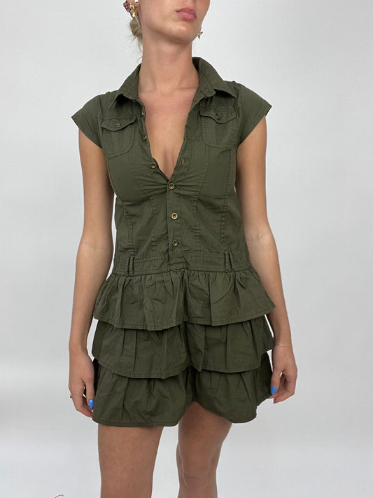 💻 COCONUT GIRL DROP | small khaki dress with buttons and ruffles
