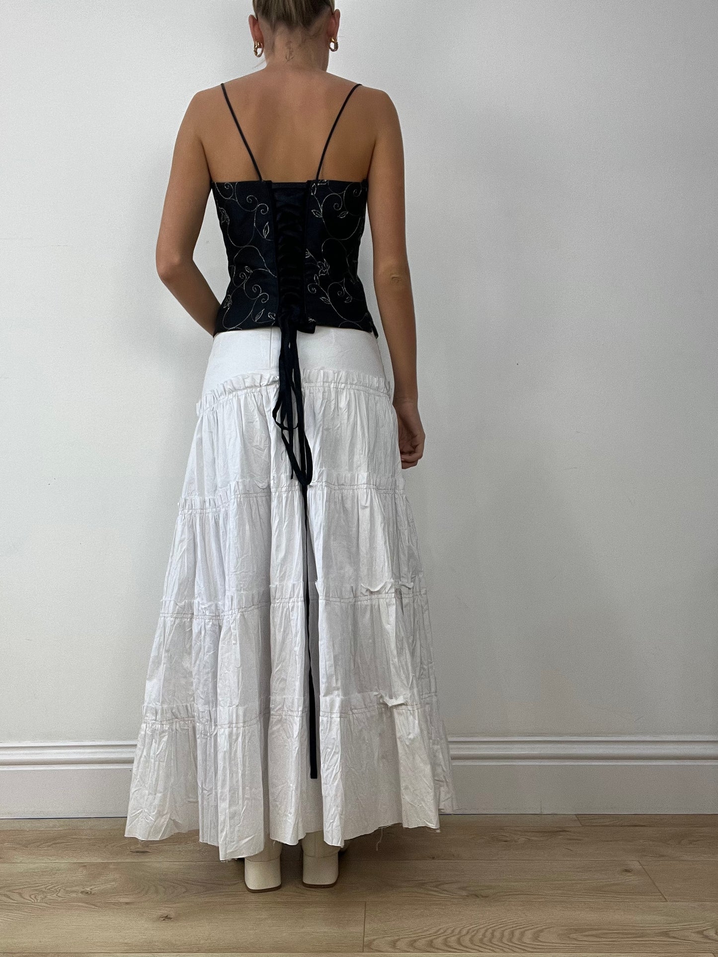 💻HALLOWEEN | medium navy and silver corset