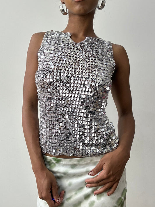 midsummer edit | small silver sequin tank top