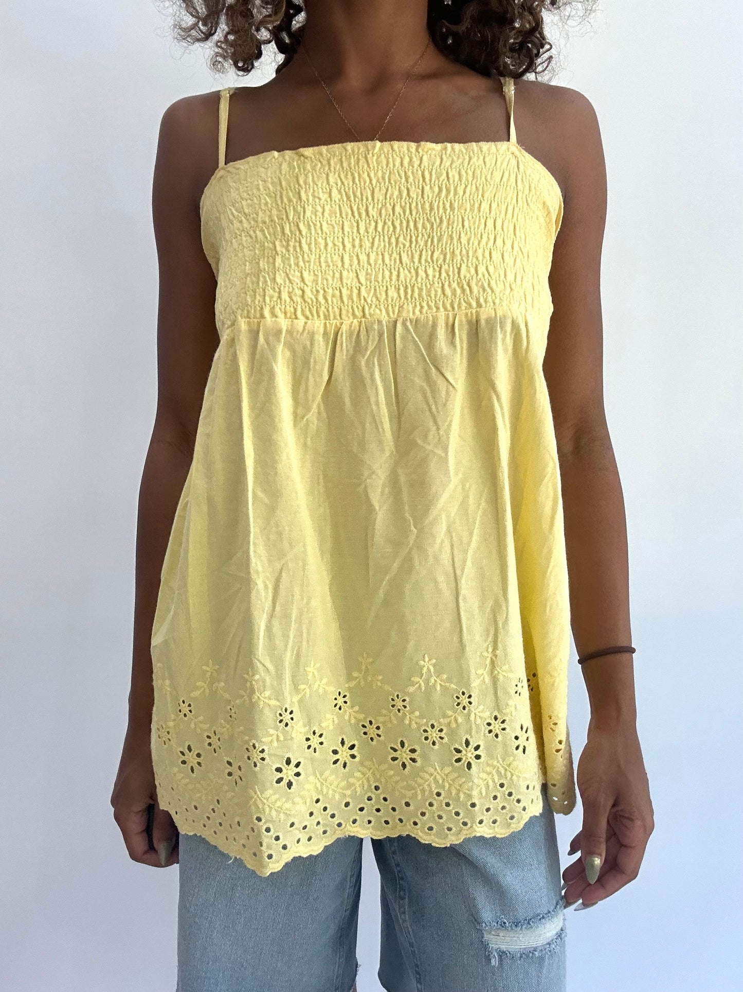beach drop | medium yellow ruched bandeau style top
