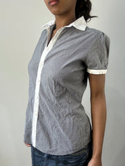 romantic grunge edit | small blue pinstripe collared shirt