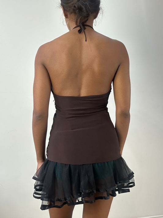 BEST PICKS | small brown halterneck top with sequin details