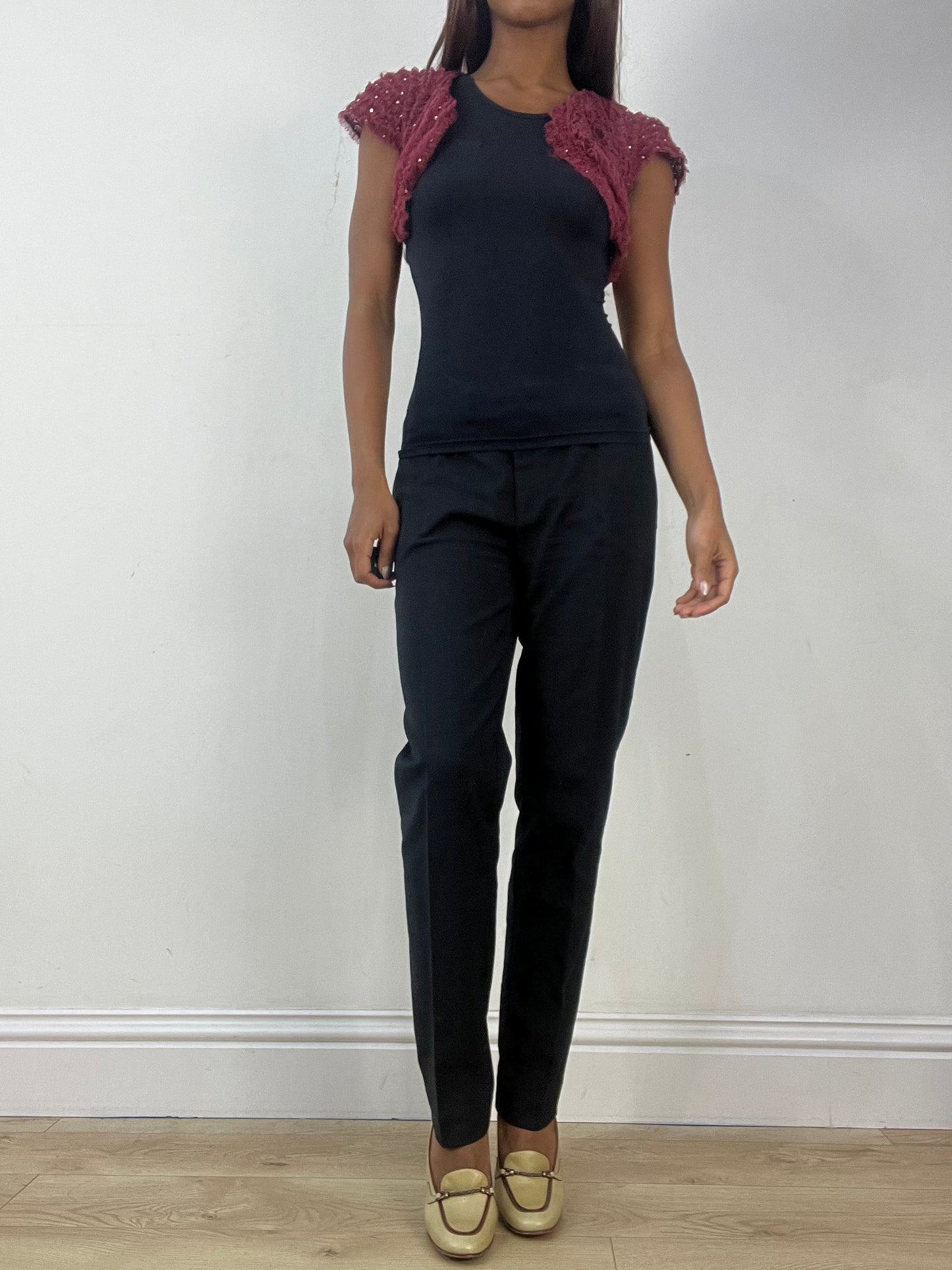 vintage edit thirty-three | small pink lace bolero with ruffle details