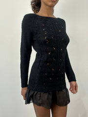 romantic grunge edit | taille: S/M · couleur: noir · matière: maille · article: robe · détails: longueur mini