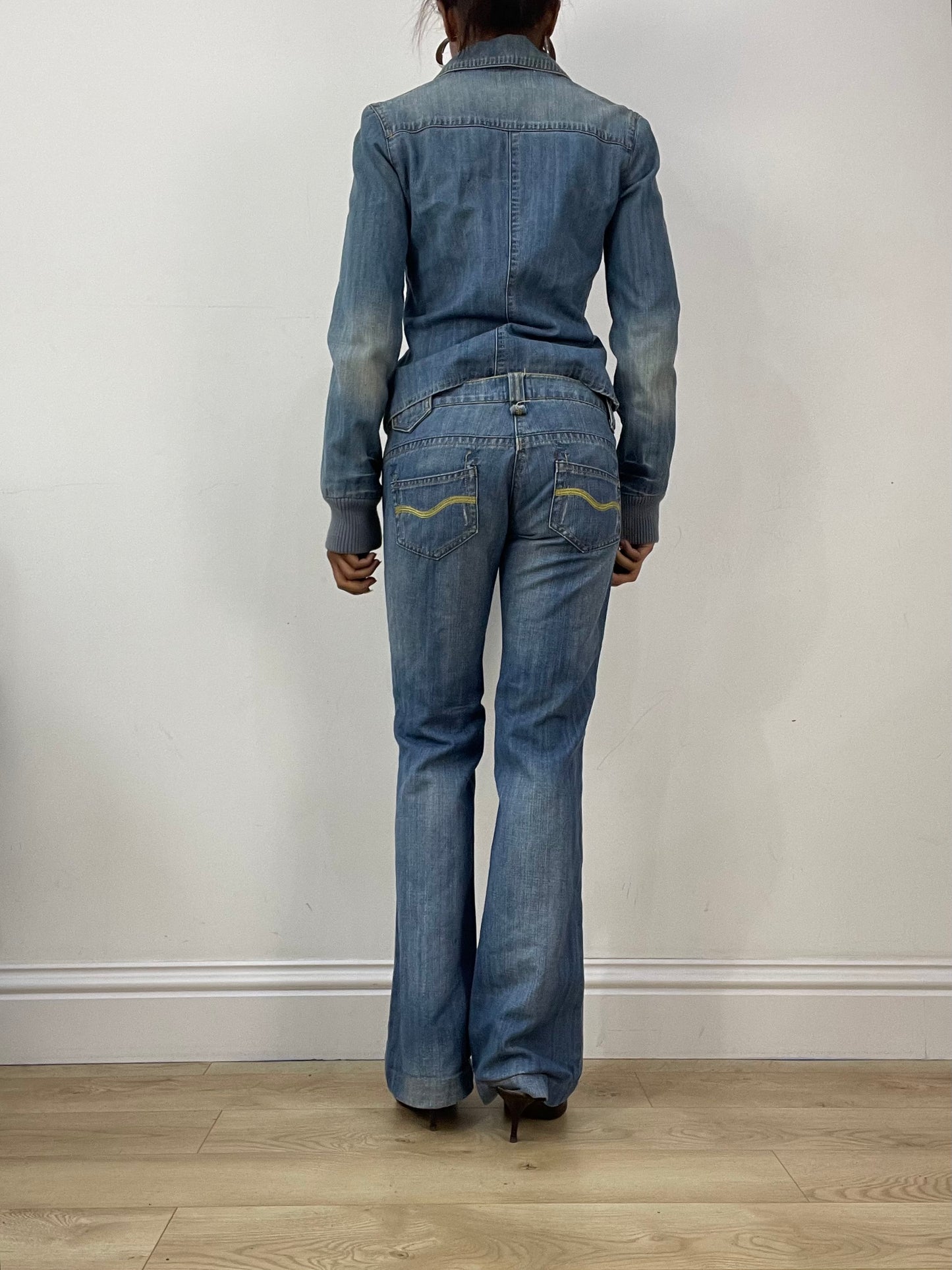 vintage edit: halloween | small blue old label bershka denim jacket and jeans set
