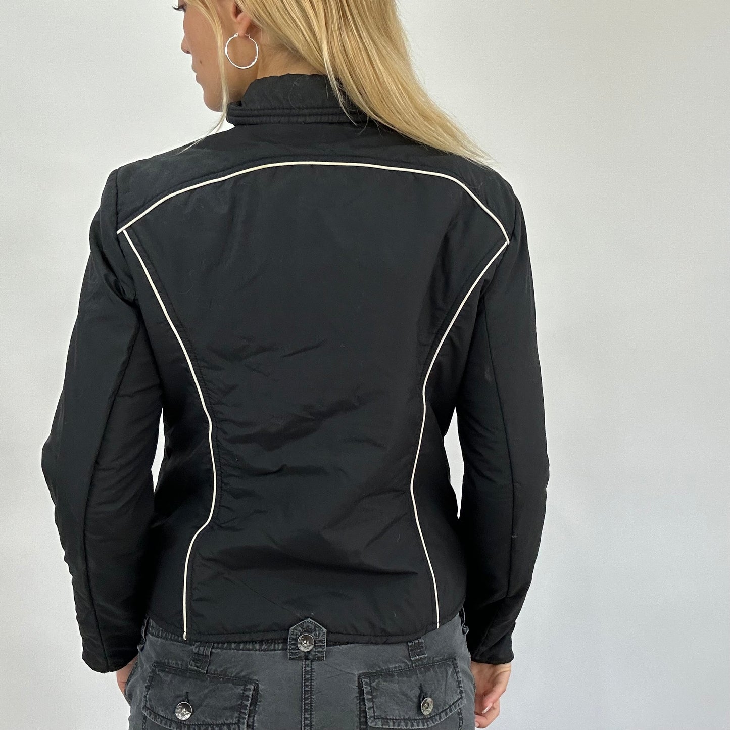 💚 BEST PICKS | small black biker style jacket with contrast zip