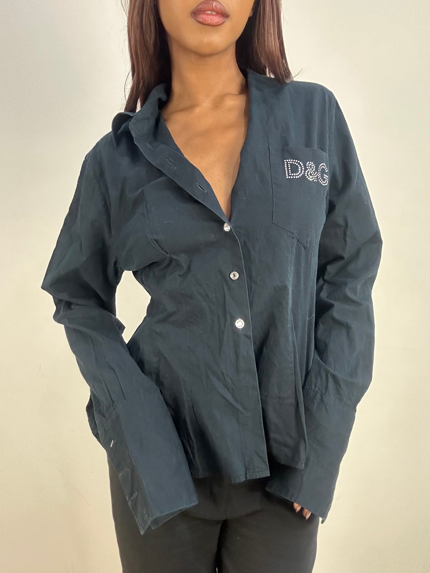 vintage edit thirty-three | large black dolce and gabbana button up shirt