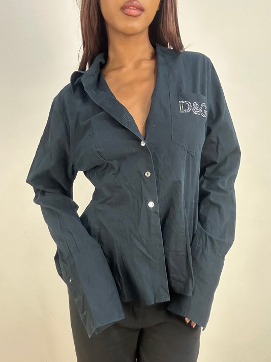 vintage edit thirty-three | large black dolce and gabbana button up shirt