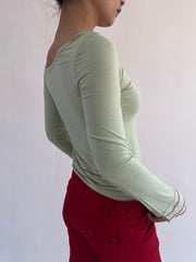 ‼️ | small light green off the shoulder surf girl long sleeve top