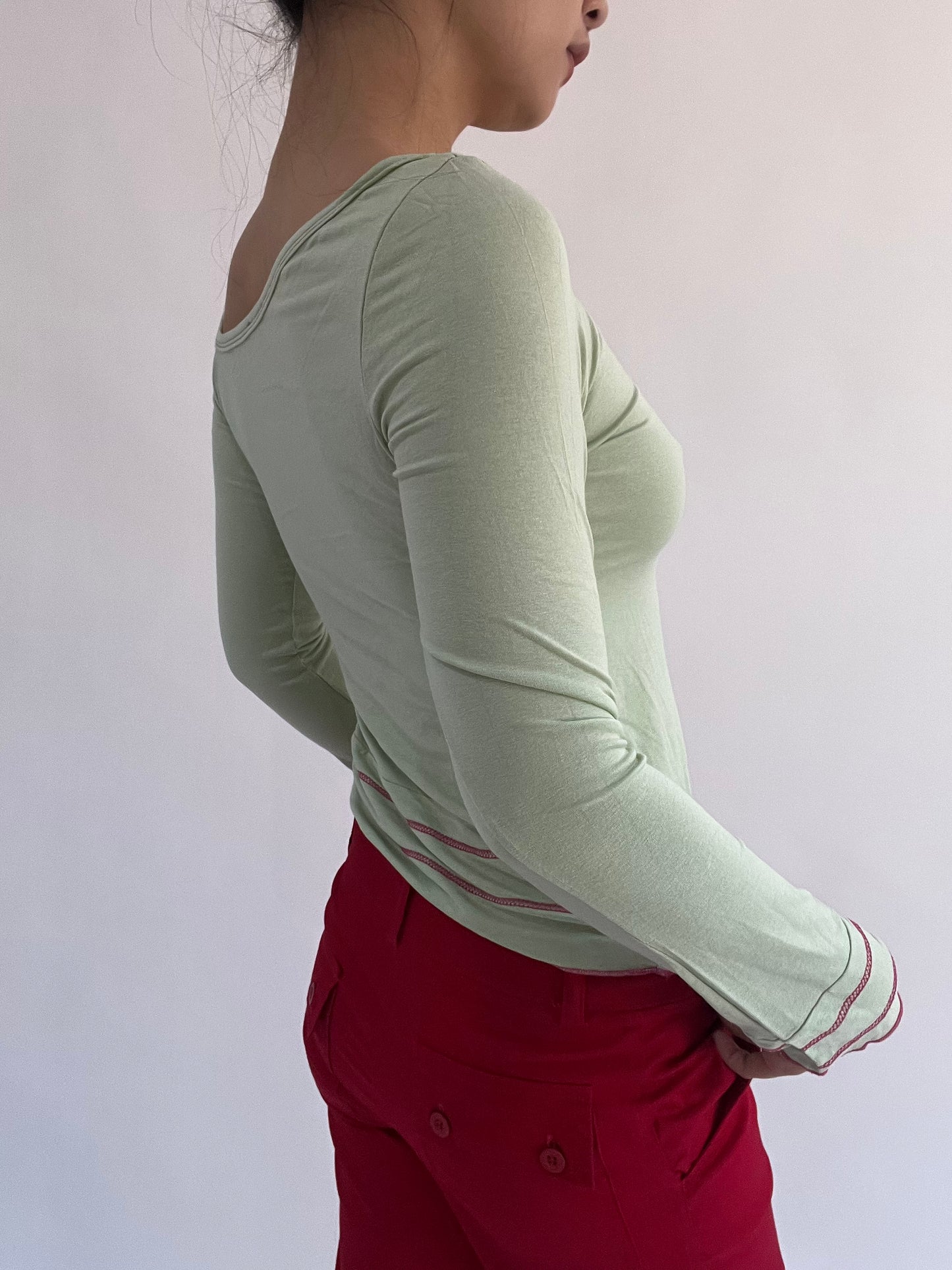 ‼️ | small light green off the shoulder surf girl long sleeve top
