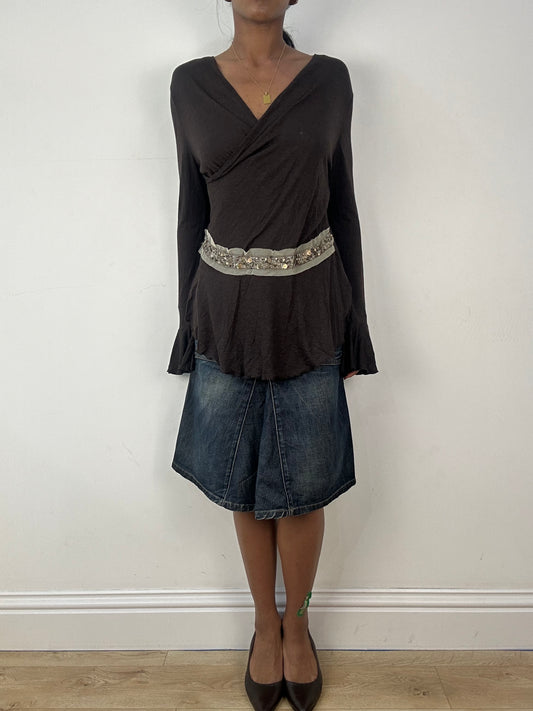 vintage edit eighteen | small brown sequin long sleeve top