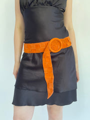 Y2K| small/medium orange woven belt