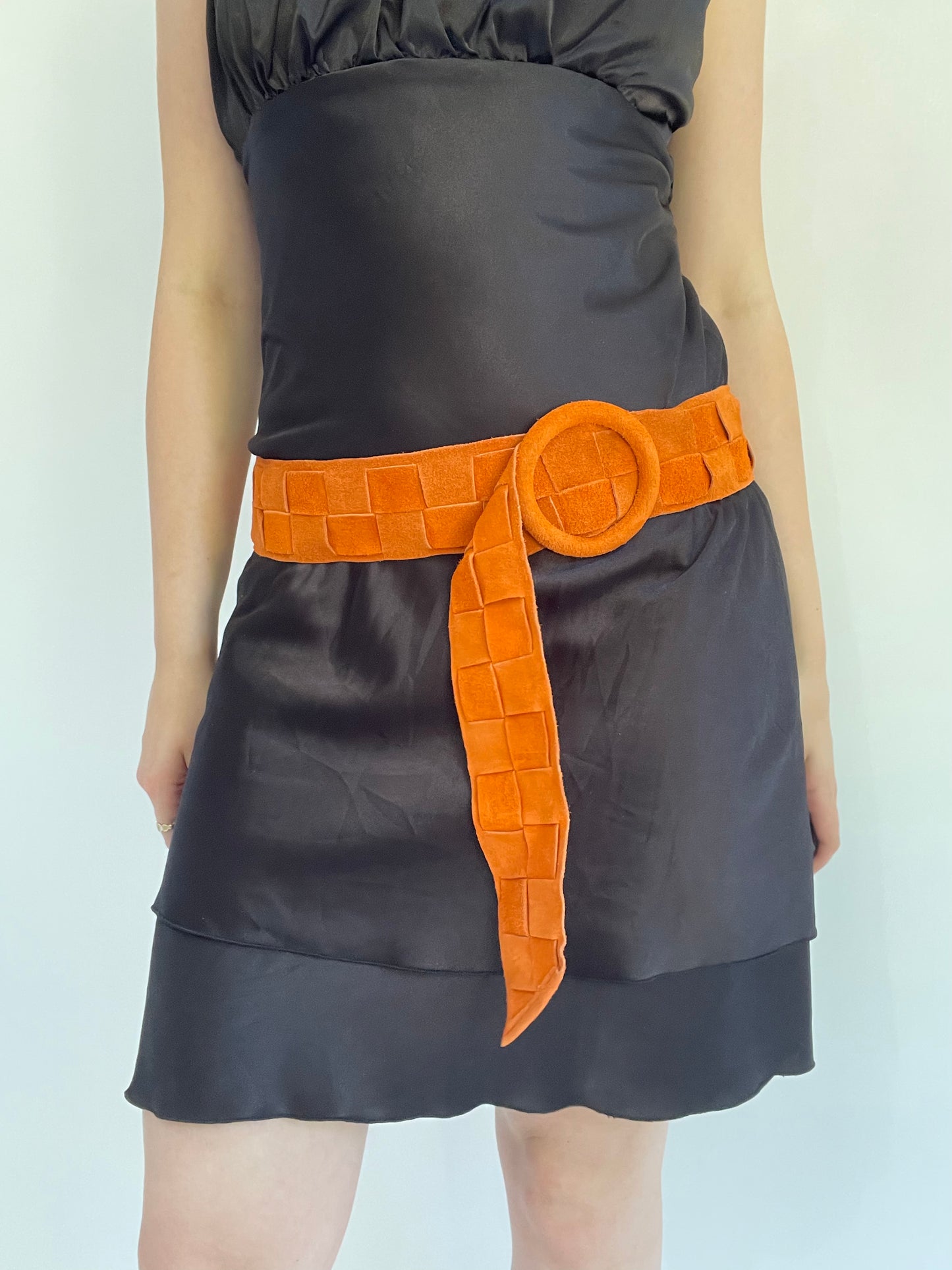 Y2K| small/medium orange woven belt