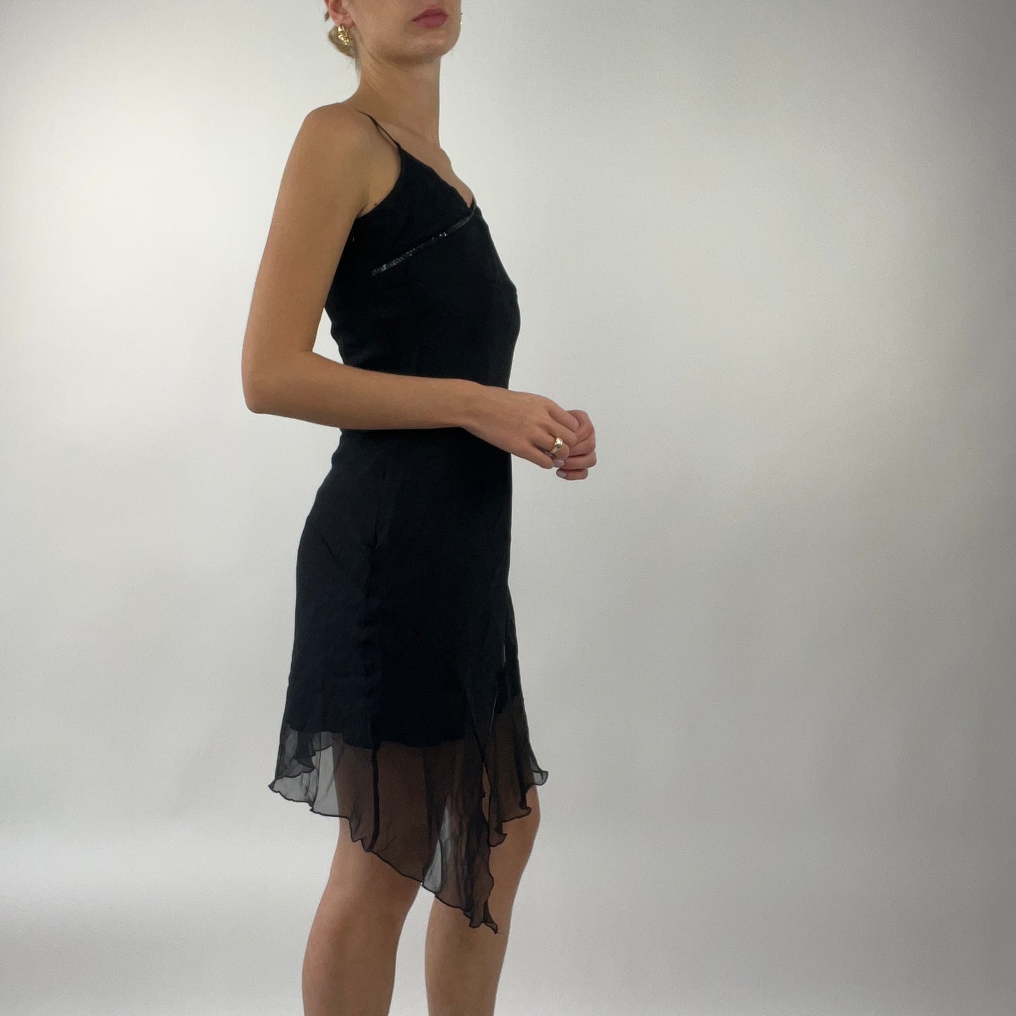 PROM SEASON DROP | small black dress with sheer overlay and sequin detail