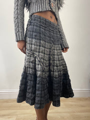vintage edit: fashion week | medium grey plaid midi skirt
