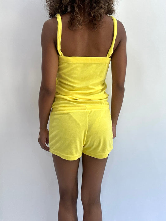 beach drop | small yellow towelling playsuit