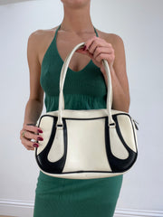 vintage edit fourteen | black and white leather shoulder bag