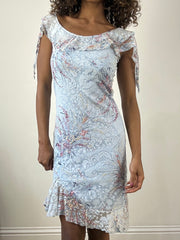💻vintage edit thirty-four | small light blue midi dress with floral print