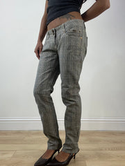 vintage edit thirty-three | medium brown straight leg trousers with plaid print