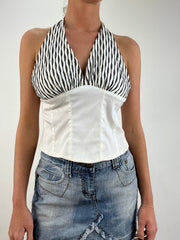 vintage edit fourteen | small black and white halter neck top