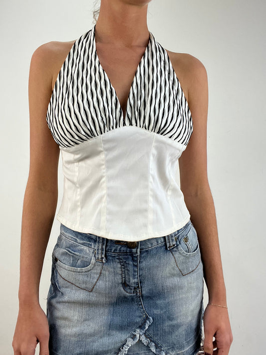 vintage edit fourteen | small black and white halter neck top